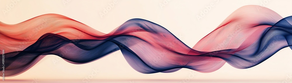 Poster a vibrant abstract flow of colorful wavy patterns in shades of red and blue, creating a dynamic and 