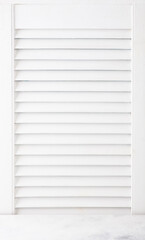 Obraz premium White wooden French-style window blinds. Copy space.