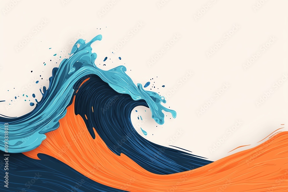 Poster a vibrant and artistic wave pattern with bold colors, perfect for creative projects and visual theme