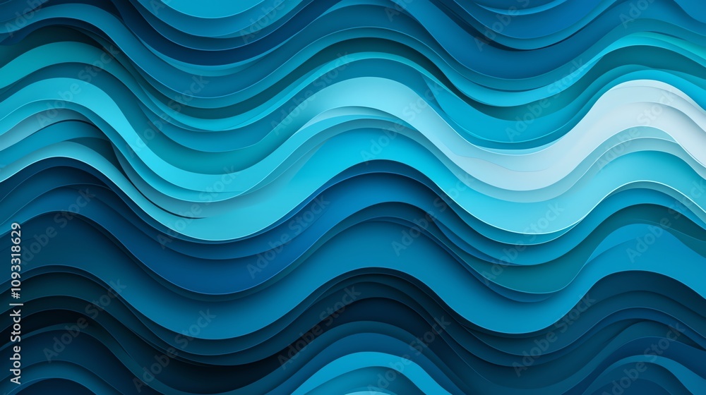 Poster a vibrant wave of blue tones creating a visually dynamic abstract pattern, perfect for backgrounds o