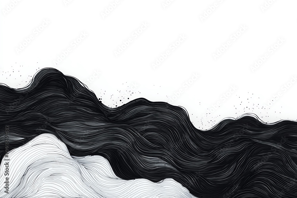 Aufkleber abstract illustration of flowing black and white lines creating a dynamic pattern, perfect for backg