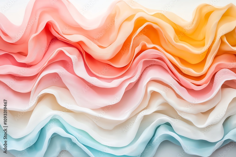 Poster abstract layered fabric in soft pastel colors creates a serene and inviting background ideal for var