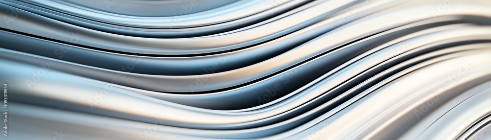 Poster abstract waves of silver and blue create a smooth, flowing texture, perfect for backgrounds and mode