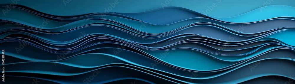Poster abstract wavy background in varying shades of blue, creating a flowing and tranquil atmosphere perfe