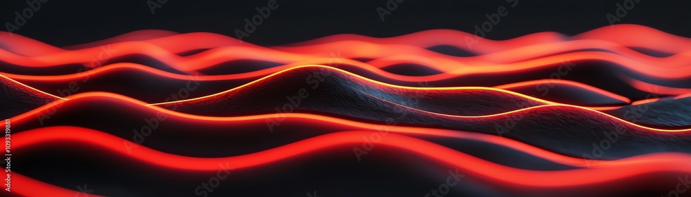 Poster abstract waves of vivid red and dark tones create a visually striking composition, highlighting move