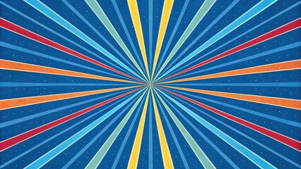 Fototapeta premium Blue radial gradient background with bold and colorful lines radiating from the center forming a dynamic pattern, radial pattern, modern style