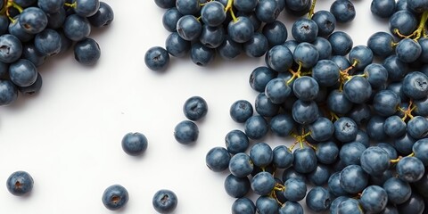 Blue wet grapes laid out in a pattern on a white surface with a clean and minimalist aesthetic, geometric patterns, edible, pattern