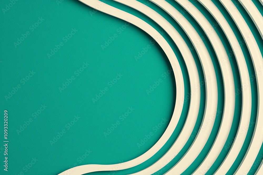 Poster an abstract design featuring curved lines on a teal background, ideal for modern branding and creati