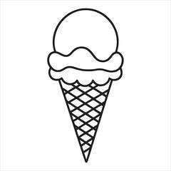 single one line Ice cream cone silhouette on white background
