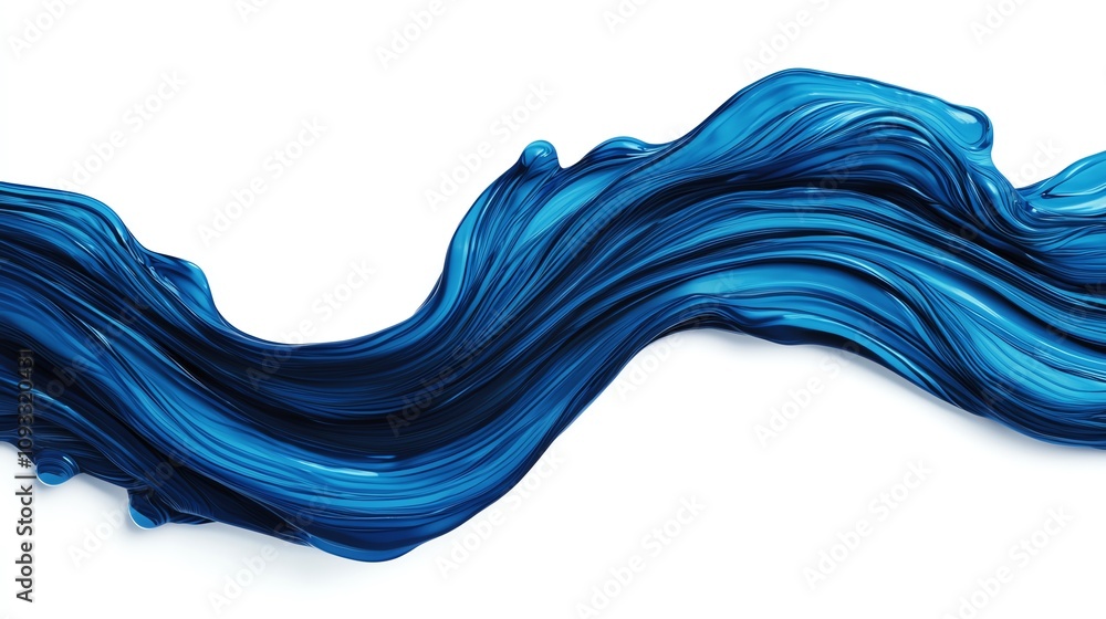Poster an abstract wave of blue paint flowing gracefully, creating a dynamic and vibrant visual that captiv