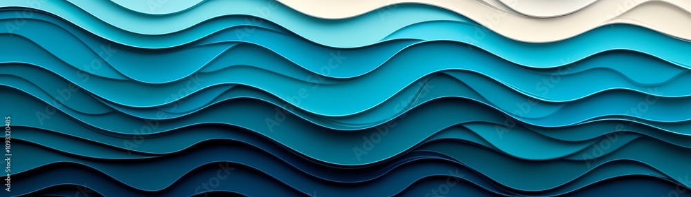 Poster an abstract wave pattern in shades of blue, representing movement and fluidity, perfect for creative