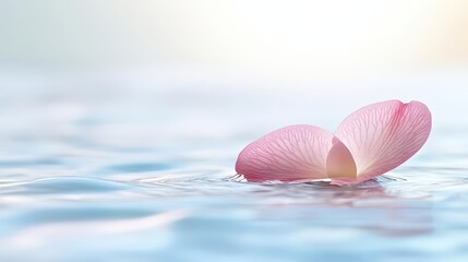 A closeup of a single orchid petal floating on water