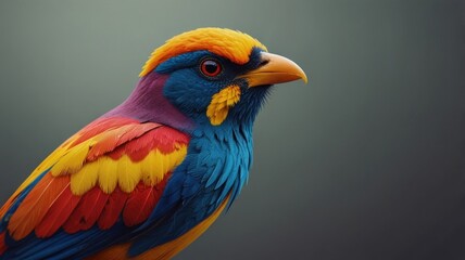 Obraz premium Vibrant colorful bird portrait, exotic plumage, detailed feathers.
