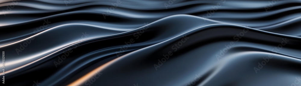 Poster close-up view of elegant, flowing waves in a smooth black texture, perfect for backgrounds and desig