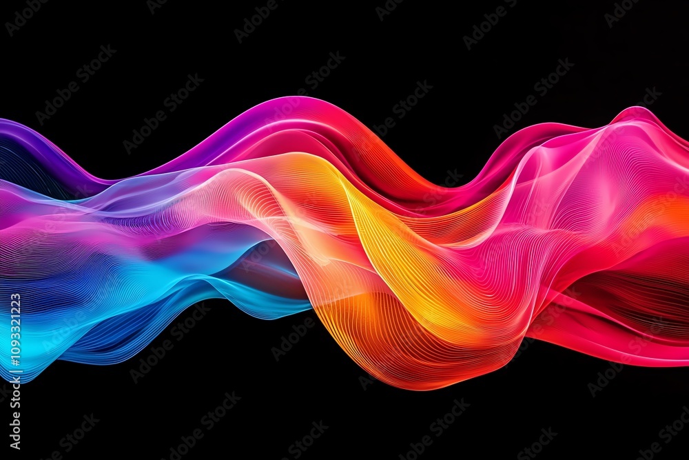 Poster colorful abstract waves create a dynamic and vibrant visual effect perfect for modern designs and ba