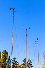weather station with wind speed and direction sensor. meteorological equipment for wind control....