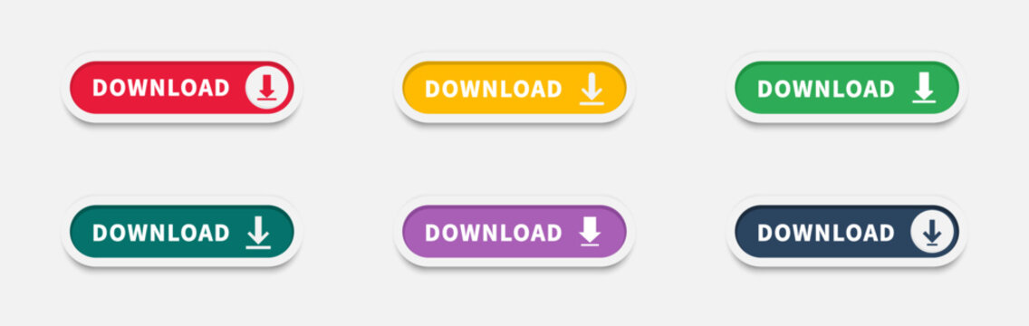 Download button with arrow icon. Upload icon. Save cloud icon push button for UI UX, website, mobile application. Click here vector web button. Web button with action of arrow pointer. Vector