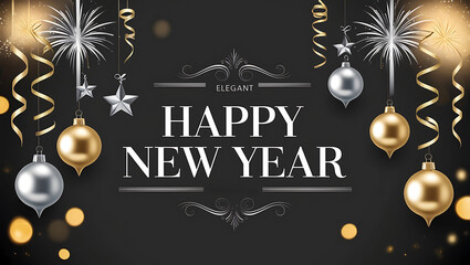 Elegant New Year 2025 celebration Colorful Abstract holiday background.