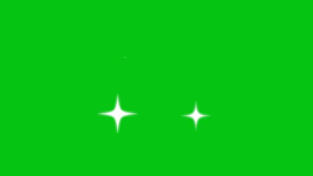twinkling Star animation green screen  falling sparkling stars background. star blinking, sparkling,  white cartoon, flat, vector, doodles style stars blinking.4k