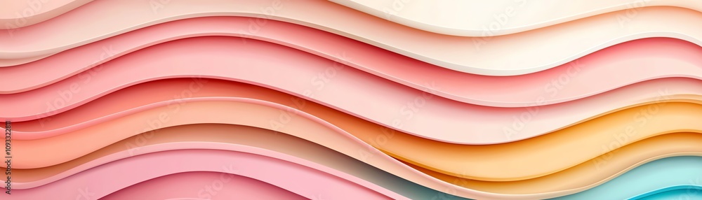 Poster stylish abstract waves in pastel colors creating a soft, modern background ideal for various design 