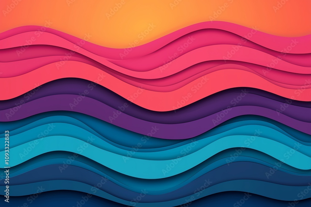 Poster stylized waves in vibrant colors create a visually engaging abstract pattern, perfect for background
