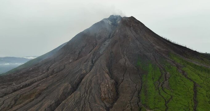 Sinabung volcano and slopes after the eruption. Sumatra, Indonesia.