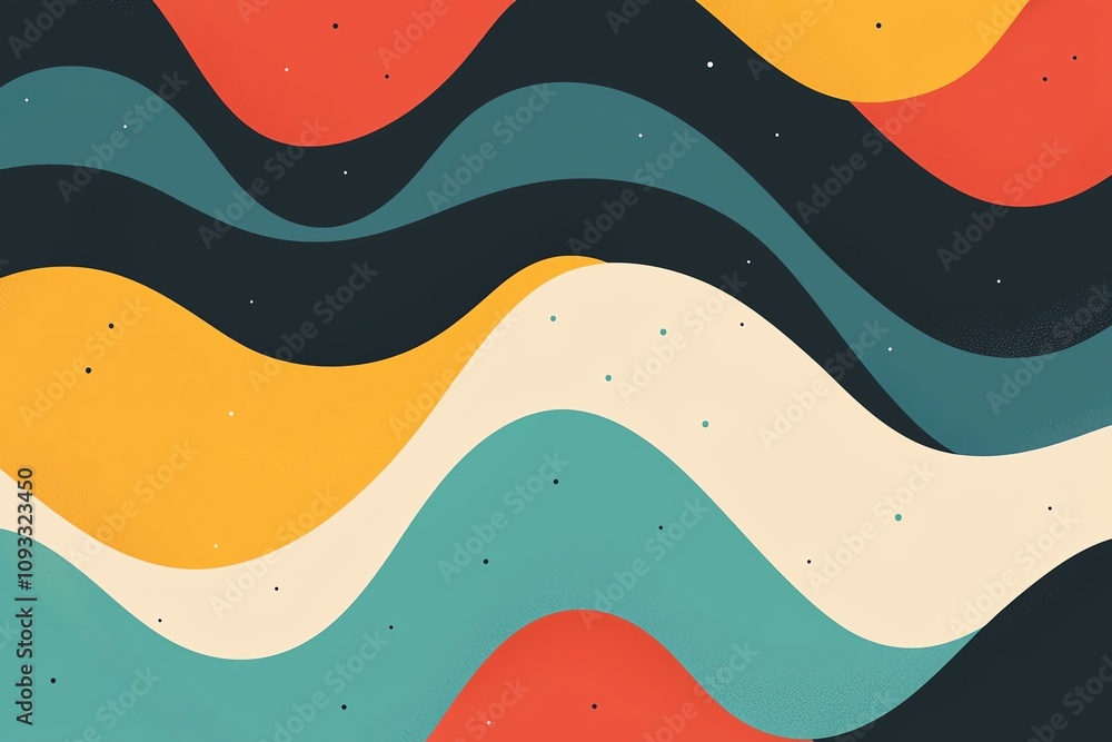 Aufkleber vibrant abstract waves in bold colors create a dynamic composition, perfect for backgrounds or creat