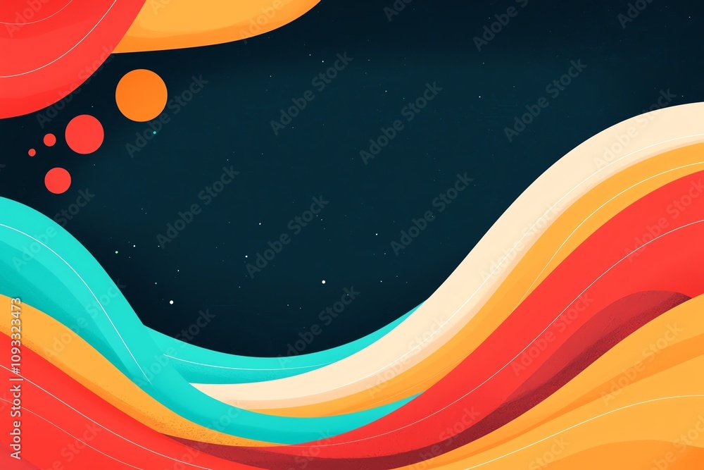 Poster vibrant abstract waves in bright colors create a dynamic and modern background for creative projects