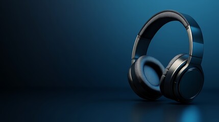 Immersive audio experience, wireless headphones isolated on vibrant blue for enhanced listening pleasure