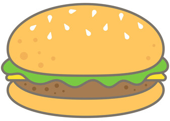 Kid Hand Drawn Cute Fast Food Cheese Hamburger