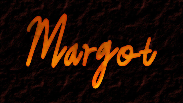 3D fire text effect of name Margot on dark background.