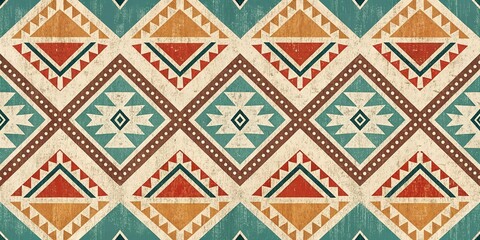 Distressed African geometric seamless pattern with grunge effect and subtle gradient, eclecticinterior, gradient, distressed, bohemianstyle