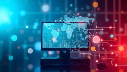 Global network data displayed on a computer screen. 