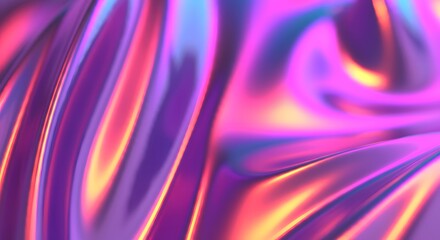 Obraz premium Grainy iridescent holographic gradient background. Psychedelic colourful pattern for your business and brand. Trippy moving water glossy texture. Glass holo lilac colours. Modern artificial image.