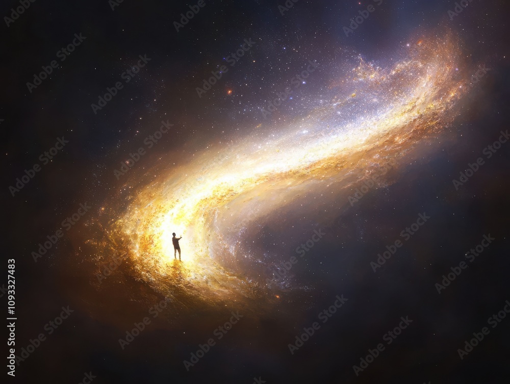 Aufkleber cosmic journey of discovery outer space digital art universe expansive view imagination