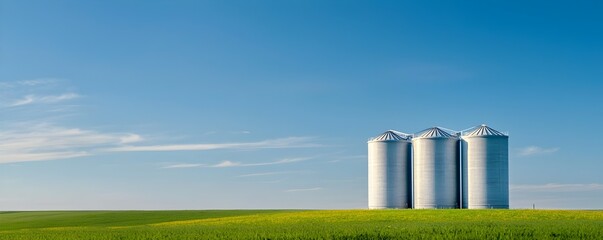 Obraz premium Rural Carbon Capture Solutions - Sustainable Storage Tanks in a Green Landscape Under Clean Skies