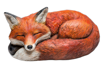 Sleeping Red Fox Statue Curled Wildlife Garden Decor Animal Figurine Cute Adorable