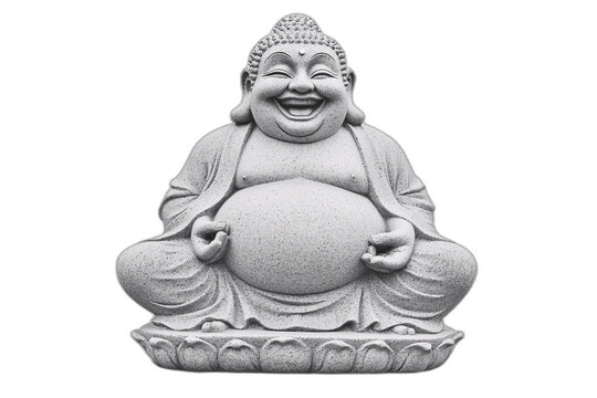 Laughing Buddha Statue Stone Carving Meditation Serenity Happiness Asian Culture Rel