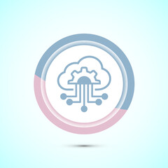 Cloud computing icon design illustration. Data storage and tech icon, Pastel Color Button Design