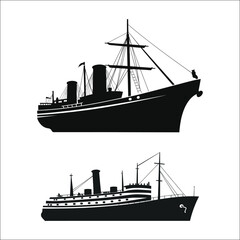 Ship Silhouette Bundle Set, Ship Silhouette Png