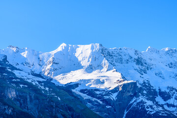 The Swiss Alps at Murren, Switzerland. Jungfrau Region. The valley of Lauterbrunnen from Interlaken.