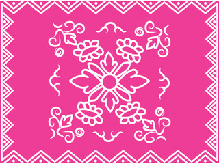 Handmade decorative tile art with pink color antique background illustration.