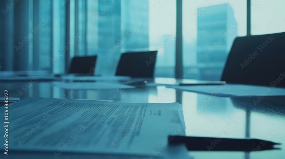 Aufkleber documents on a table in a modern office