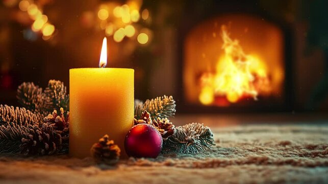Cozy Candlelight by the Fireplace. looping video.