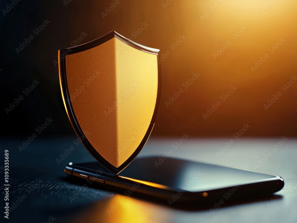 Poster protecting data privacy mobile security strategies digital space infographic virtual insight on tech