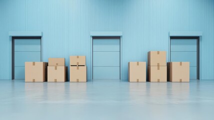 inbound logistics concept. Inbound logistics flow with goods entering a distribution center, 3D illustration