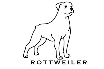 Vector silhouette of a Rottweiler, showcasing its strong and recognizable profile in a minimalist style