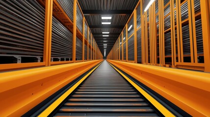Fototapeta premium inbound logistics concept. Receiving area with automated sorting of inbound packages, 3D illustration