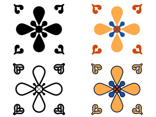 Illustrations of vector geometric floral tile art flat design 