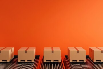 reverse logistics concept. Conveyors moving returned goods, reverse logistics concept, 3D illustration